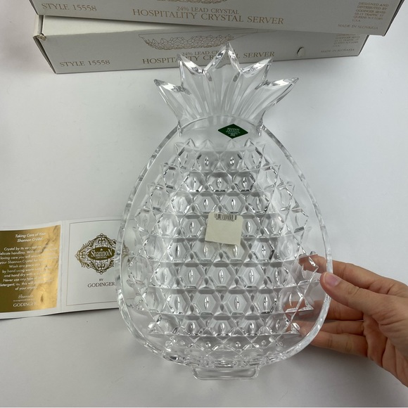 Shannon Crystal By Godinger Crystal Pineapple Server Set Of 2 Made In Slovakia - Picture 10 of 10